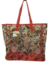 SCOOBY-DOO SNACKS RED CLEAR TRANSPARENT Reusable Tote/Shopping/Gift Bag🆕🆓Ship!