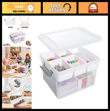 Clear Craft Organizer 17QT Storage Box with Removable Tray - Ideal for Crafts