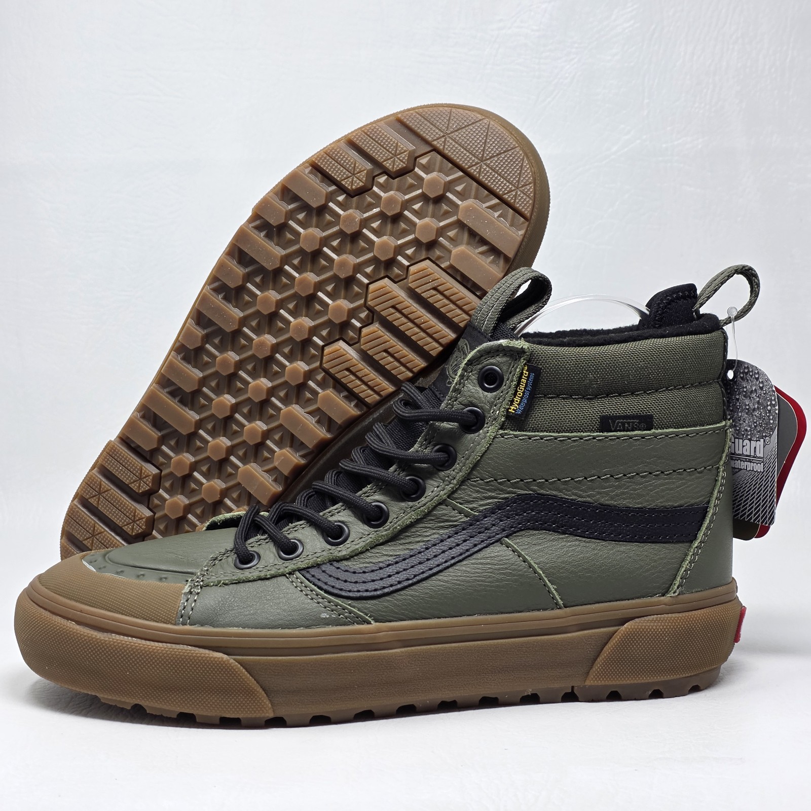 's 8 Ultracush Waterproof Green Leather Boots Shoes New