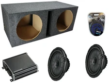 Kicker 43CVR124 12" 400W RMS 4 Ohm Sub, 46CXA8001 1600W Amp & Sub Box