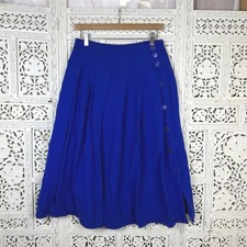Vintage Royal Blue Pleated Wool Skirt Sz S/M Retro Preppy Academia School Girl