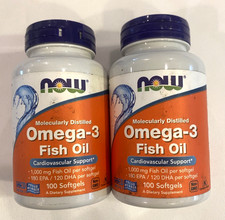 2 NOW Foods Omega 3 180EPA/120DHA 100 Softgels ea 1000mg Fish Oil 11/2027