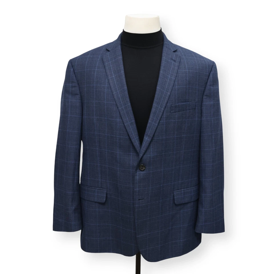CHAPS Hombre Azul WINDOWPANE Dos Botones Abrigo Deportivo Traje Chaqueta Blazer 48 R Foto 2 de 4