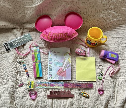 Personalized EMMA Name Huge Gift Bundle Lot - Disney Princess Hat Mug Book More