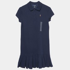 Polo Ralph Lauren Kids Blue Cotton Pique Pleated Polo Dress 1214 Yrs