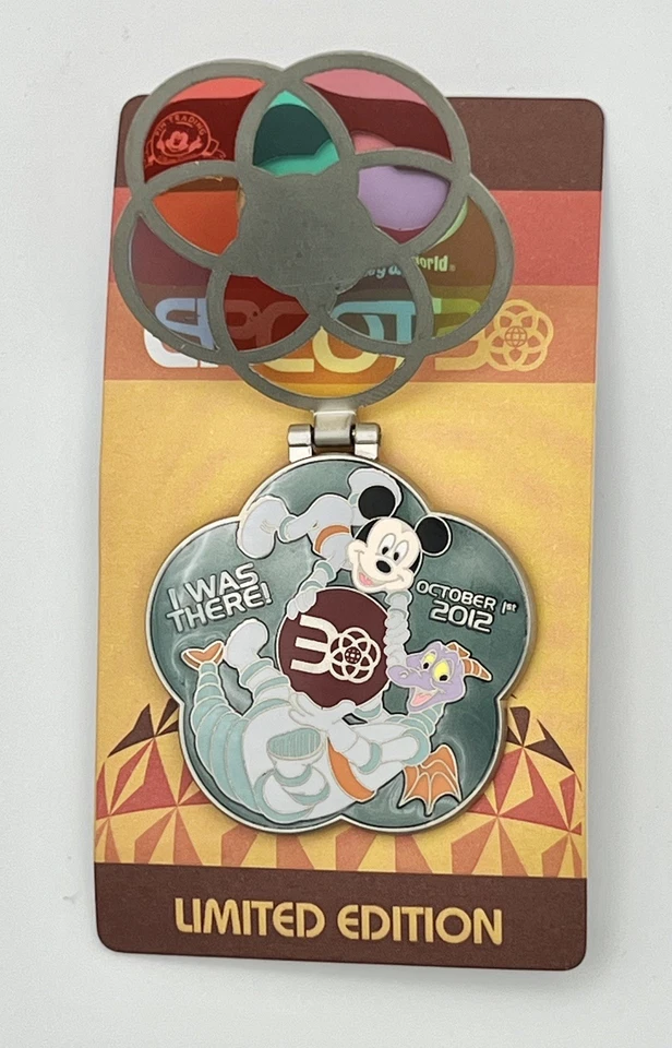 2012 Hinged Stained Glass EPCOT 30th Anniversary Pin feat. Mickey & Figment LE - Image 2 of 2