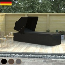 Sonnenliege mit Dach Sonnenschutz Sitzkissen Poly Rattan Gartenliege Relaxliege
