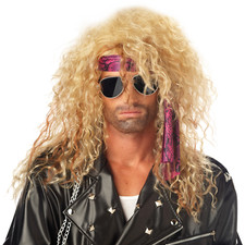 80s Crimp Rock Star Wig Metal Hairband MTV Rocker Rockstar Hair Band Retro Blond