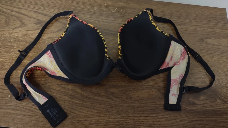 Lily of France Red Yellow Orange Animal Leopard Print Push Up Bra Size 36C - Image 3 of 4