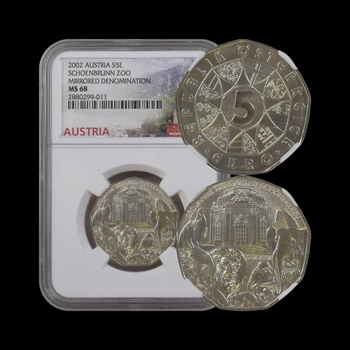 AUSTRIA. 2002, 5 Euro, Silver - NGC MS68 - Top Pop 🥇 Schoenbrunn Zoo MD