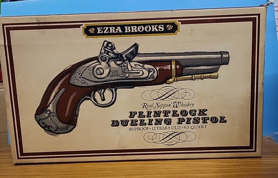 Vintage 1960's Ezra Brooks Flint Lock Dueling Pistol Whiskey
