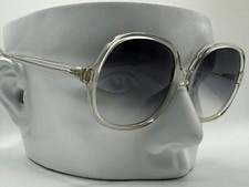 NEW Vintage Oversize Sunglasses Non RX Grey Fade Lens Clear Frame 1960s
