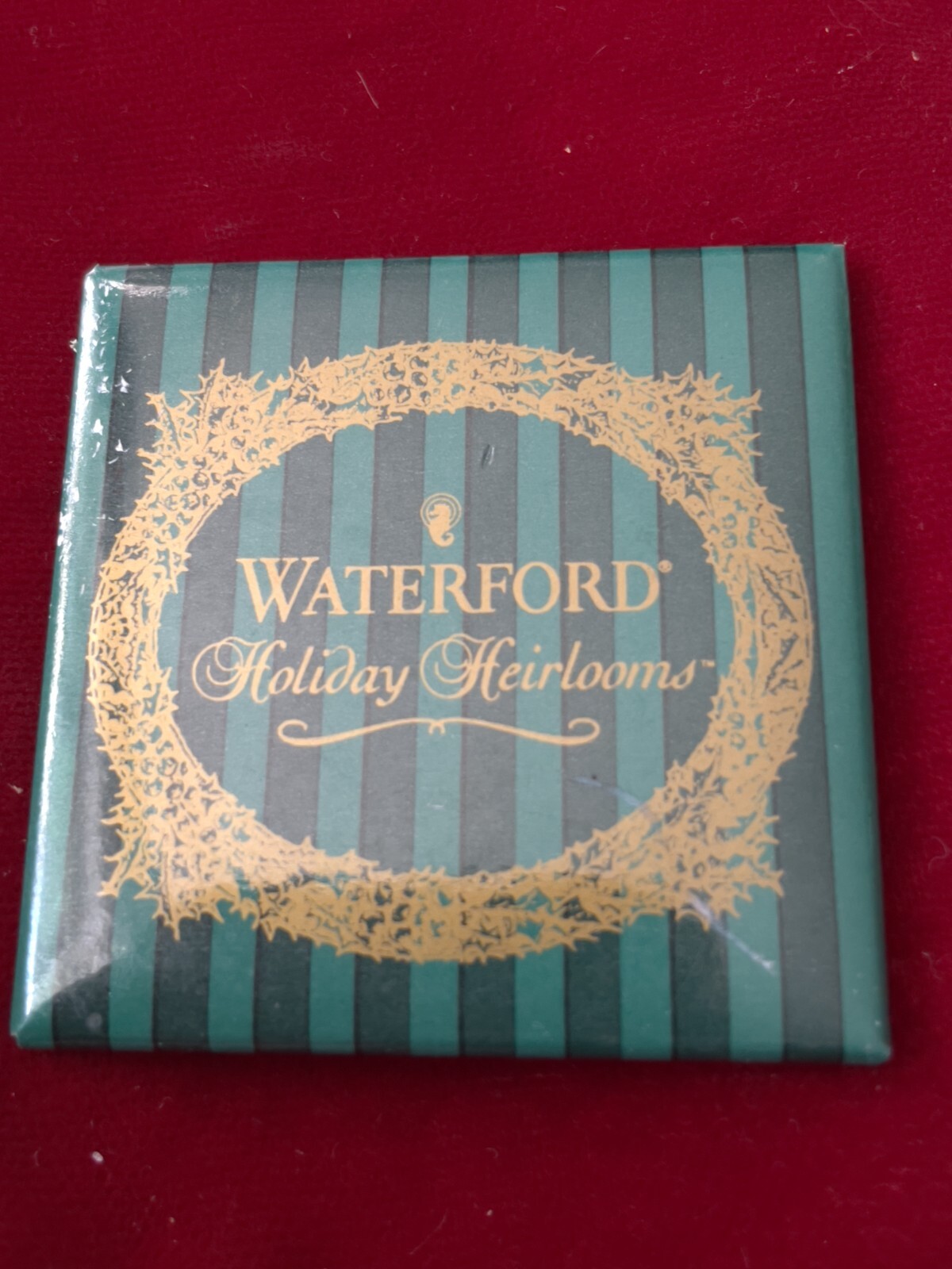 Waterford Holiday Heirlooms Pinback Button Dealer Store Promo Vtg 2.1