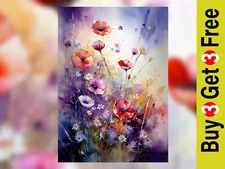 Vibrant Poppy Wildflowers 5"x7" Print on Matte Paper | Dreamy Floral Watercolor