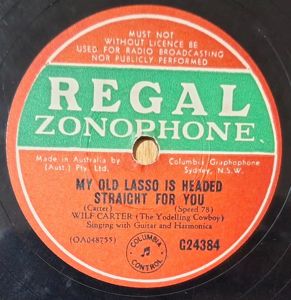 Wilf Carter - He Left The One Who Loved Him For Another 1941 Aussie 10" 78rpm VG - Image 2 of 2