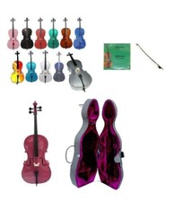 Student Cello,Lightweight Hard Case,Bow,Strings 4/4 3/4 1/2 1/4 1/8 1/10 1/16