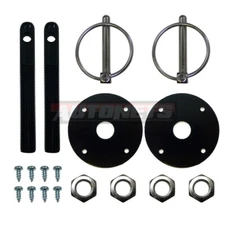 Black Aluminum Hood Pin Kit Flip Over Chevy Ford GM Hot Rod Muscle car Drag Race