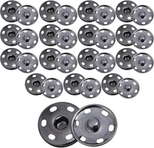 20 Sets Large Sew on Snap Buttons, 25Mm Big Snaps for Fabric Metal Sewing Snap B
