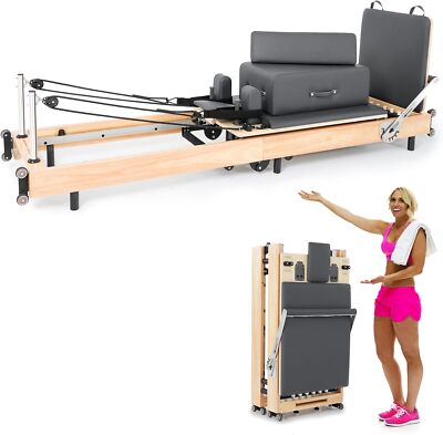 MOPHOTO Folding Pilates Reformer Machine Equipment with Reformer Box, Jump Board