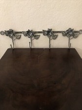Vintage Iron Decorative Hanger Flowers 20   4 Hooks 