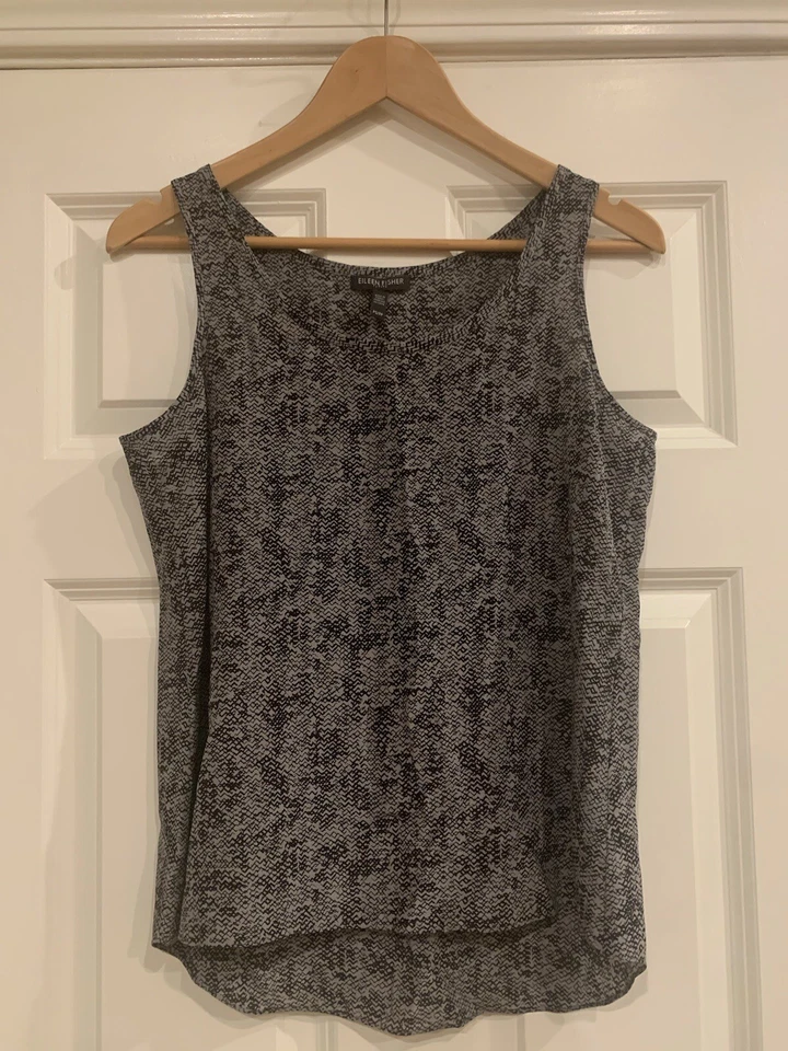 Eileen Fisher Tanque Roadster Estampado, Piel de Serpiente, Seda Crepe de China PS Foto 2 de 4