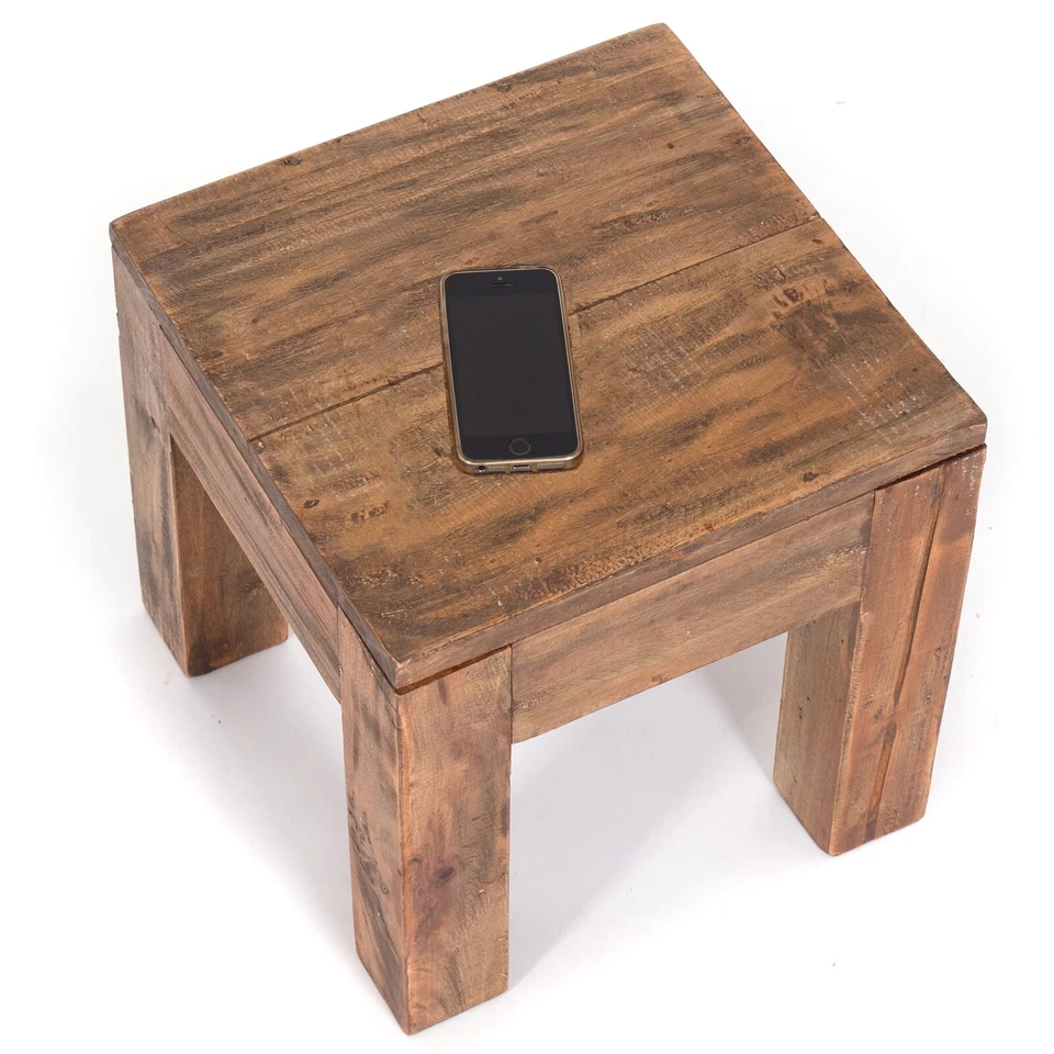 BEISTELLTISCH "SQUARE 40" | Recyclingholz, 40x40x40cm | quadratischer Couchtisch - Bild 3 von 4