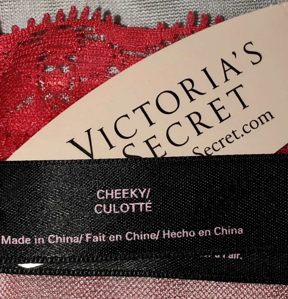 Victorias Secret Sexy Red Mesh Lace Sequin Cheeky Calcinhas -SZ S-Dia dos Namorados! - Imagem 3 de 3