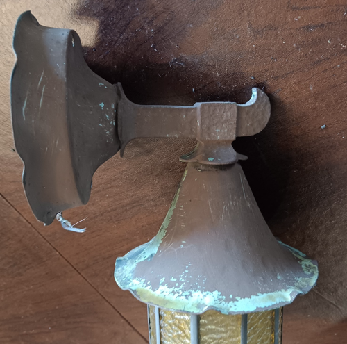 Antique Mission Hammered Copper Porch Sconce Arts & Crafts Tudor Witches Hat - Picture 6 of 15