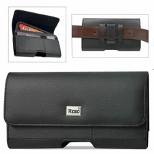 For iPhone 15 Pro Max  - Reiko Plus Size Leather Wallet Pouch Case Clip - Black