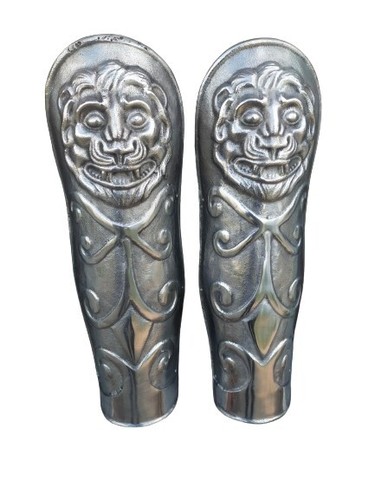 Greek Roman Centurion Lion Leg Greaves Lion Leg Guard Chrome Finish leg Armor - Picture 4 of 5