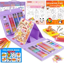 Art Supplies, 283 Pieces Drawing Set Art Kits with Trifold Easel, 2 Drawing Pads