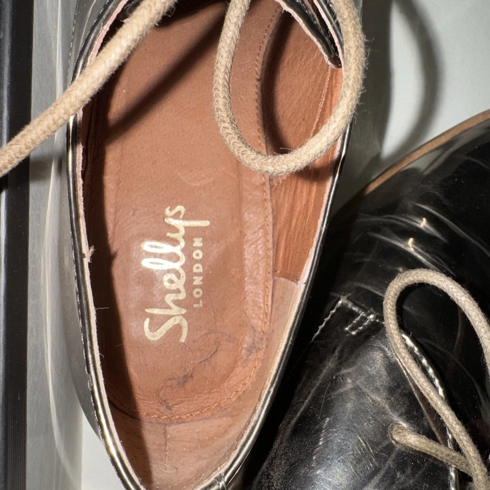 Shelly’s London Classic Leisure Patent Vegan Leather Lace Up Oxfords Size 40 EU - Image 2 of 4
