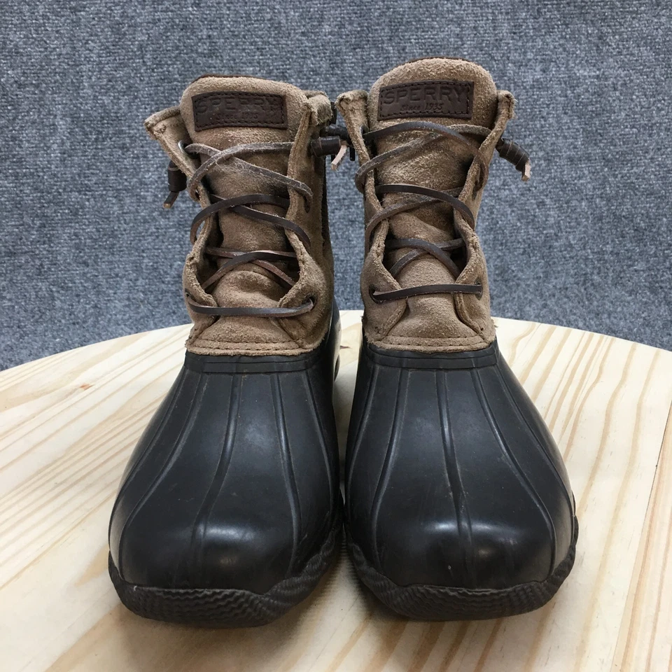 Botas Sperry Pato Agua Salada Mujer 7.5 Marrón Goma Con Cordones SIN PLANTILLAS STS98306 Foto 4 de 4