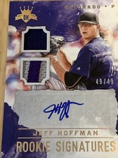JEFF HOFFMAN 2017 DK ROOKIE SIGNATURES 2 PATCH AUTOGRAPH 49/49 Cincinnati Reds