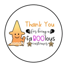 30 HALLOWEEN THANK YOU STICKERS ENVELOPE SEALS LABELS 1.5" ROUND SMALL BUSINESS