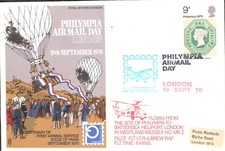 1970 Philympia Air Mail Day Balloon Flown Cover Fancy Cancel