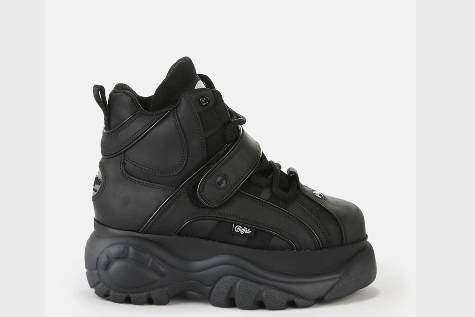 Buffalo Calf High Leder London Plateauschuhe Damen/Herren (schwarz)