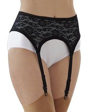 Cortland Shapewear Fancy Embroidery 4 Strap Black Garter Belt Plus Size 44/7XL