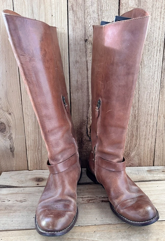 Botas de montar halógenas marrón para mujer 9,5 M detalles con hebilla BOHO Foto 2 de 4