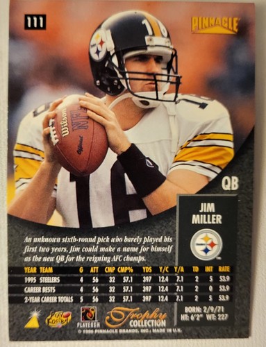 1996 Pinnacle Trophy Collection Jim Miller Football Card - Picture 2 of 2