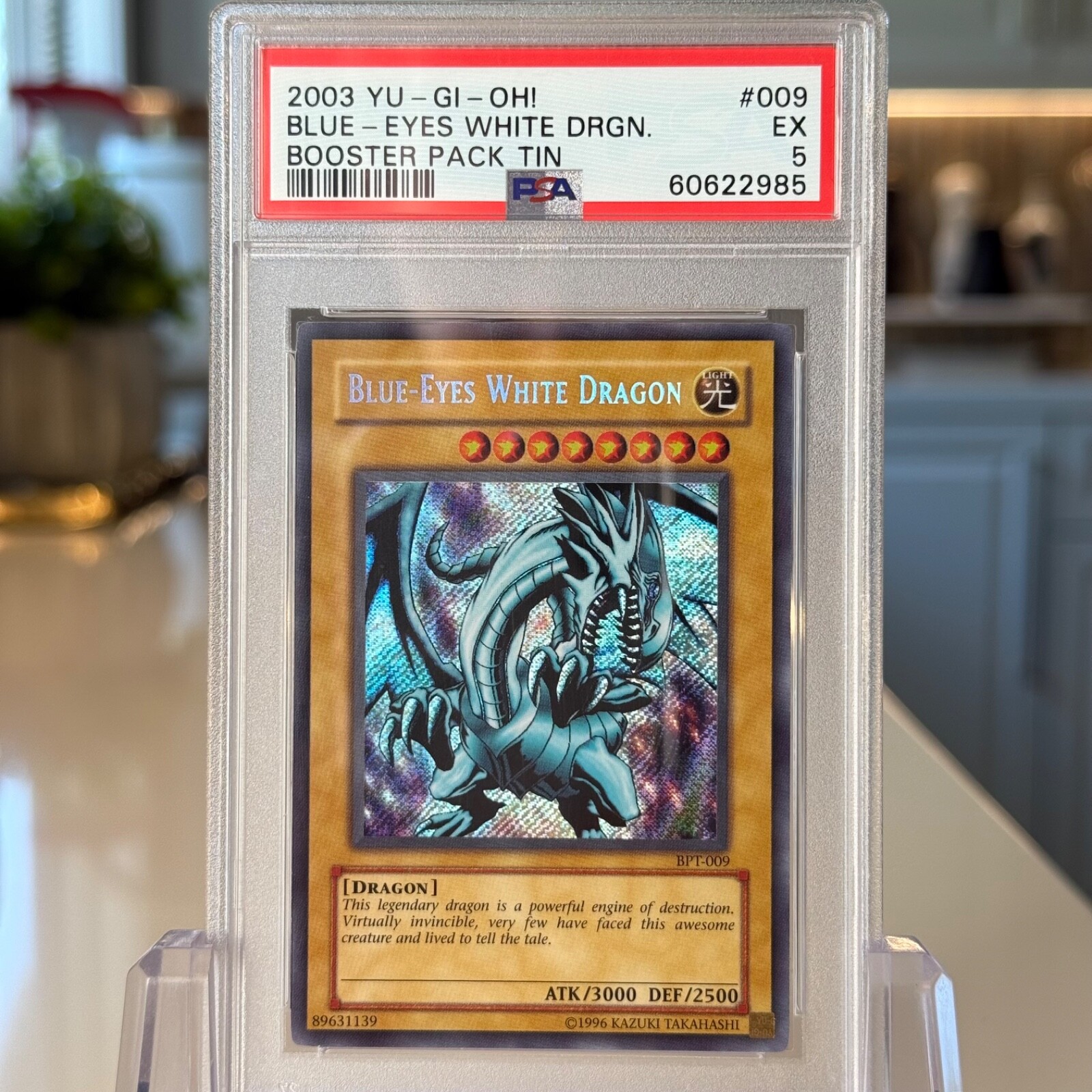 2003 Yugioh Blue Eyes White Dragon BPT-009 PSA 5 #009 Secret Rare