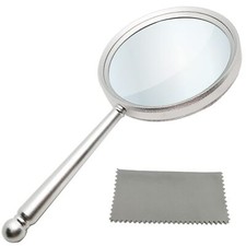Handheld Magnifying Glasses 5X Reading Magnifier with Shatterproof Metal Hand...