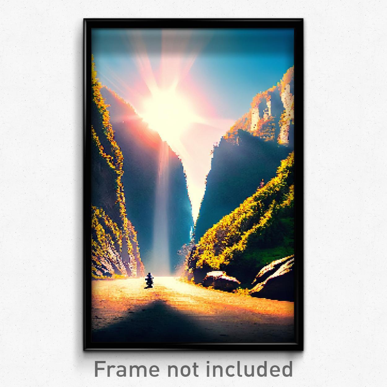 8-Bit Pixel Art Poster of International Gorge Psychedelic Video Game Print