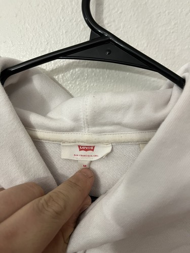 Levi's Red White Blue Colorblock Cropped Hoodie Sweatshirt Retro America Size M - Picture 4 of 6