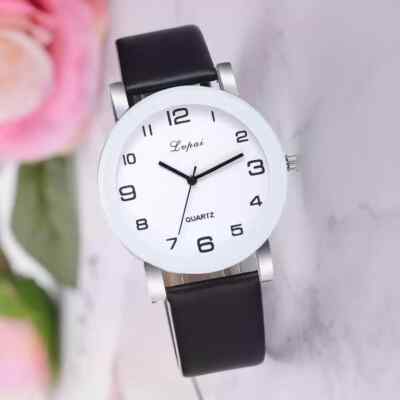 Uhr große Ziffern schwarz-weiß verstellbares Armband gemischt Herren Damen