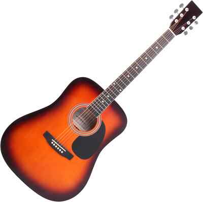 Superschöne Dreadnought Westerngitarre Musikinstrument für Anfänger Sunburst