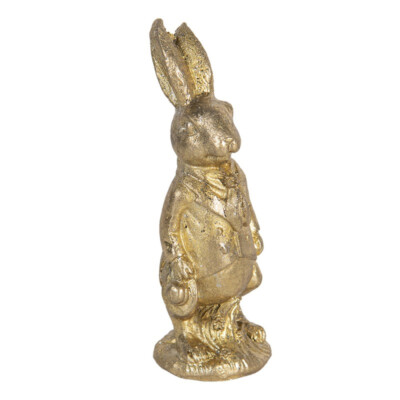 Clayre & Eef: Goldener Deko-Hase aus Polyresin ca 4 x 4 x 11 cm Ostern Kaninchen