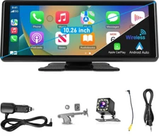 10.26" Touch Screen BT Wireless Apple Carplay Android Auto Portable Car Stereo