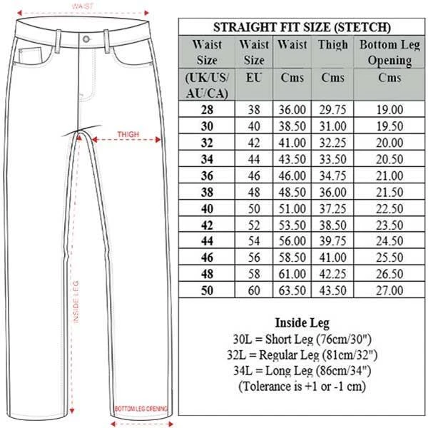 Kruze Jeans Mens Straight Leg Regular Fit Stretch Denim Trouser Pants UK Sizes — 第 2/2 张图片