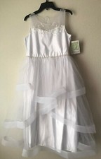 NWT  99 BONNIE JEAN BIG GIRLS EMBROIDERED/OVERLAPPING TIERS RUFFLED MESH DRESS